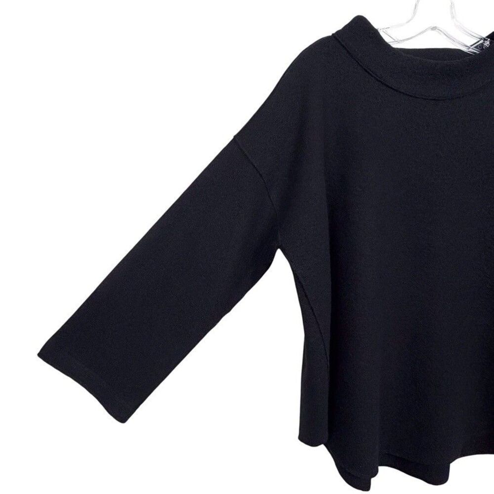 NWT Eileen Fisher Lightweight Boiled Wool Funnel Neck Top Black Size Medium - Picture 12 of 16